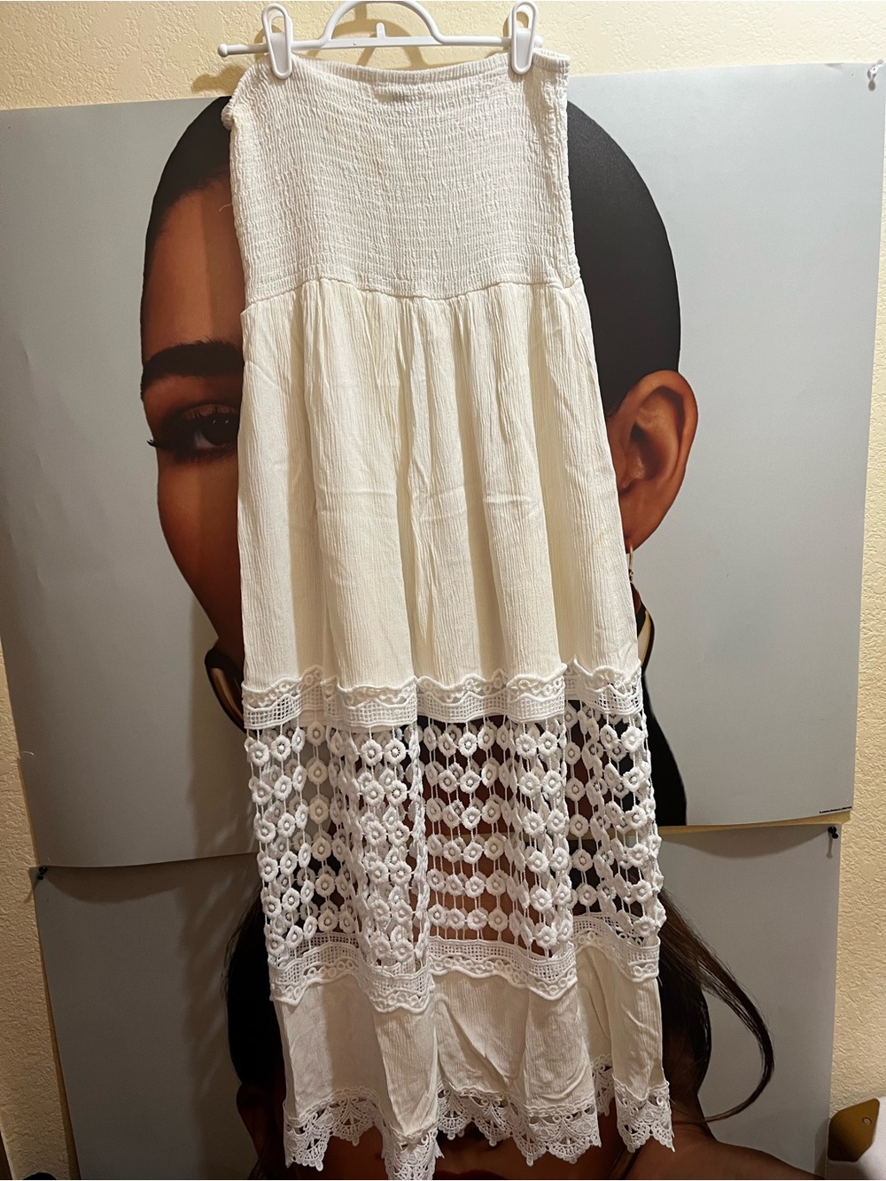 Justify White Crochet-Hem Strapless Sundress